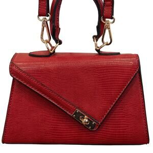 Urban Expressions Red Leather Envelope Crossbody Bag Purse Textured Reptile Look